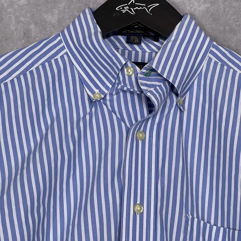 Tommy Hilfiger‎ Button Down Shirt Mens 15.5 34-35 Blue White Striped Excellent